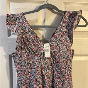 LOFT Multicolor Floral Ruffle Dress